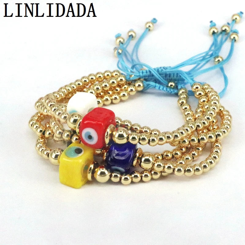 8Pcs Turkey Eye Lampwork Beaded Bracelet for Women Men
