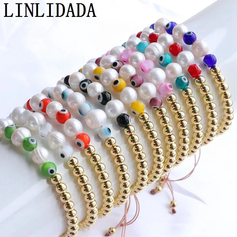 8Pcs Evil Eye Bracelet Pearl Beaded Jewelry for Women