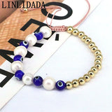 8Pcs Evil Eye Bracelet Pearl Beaded Jewelry for Women