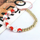 8Pcs Evil Eye Bracelet Pearl Beaded Jewelry for Women