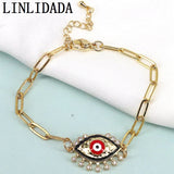 8Pcs Eye Charm Bracelet Micro Pave Zircon Adjustable Link Chain