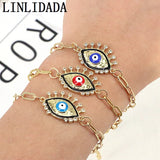 8Pcs Eye Charm Bracelet Micro Pave Zircon Adjustable Link Chain