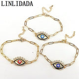 8Pcs Eye Charm Bracelet Micro Pave Zircon Adjustable Link Chain