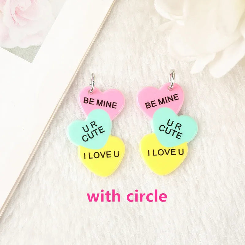 8Pcs Acrylic Heart Charms for DIY Jewelry Making