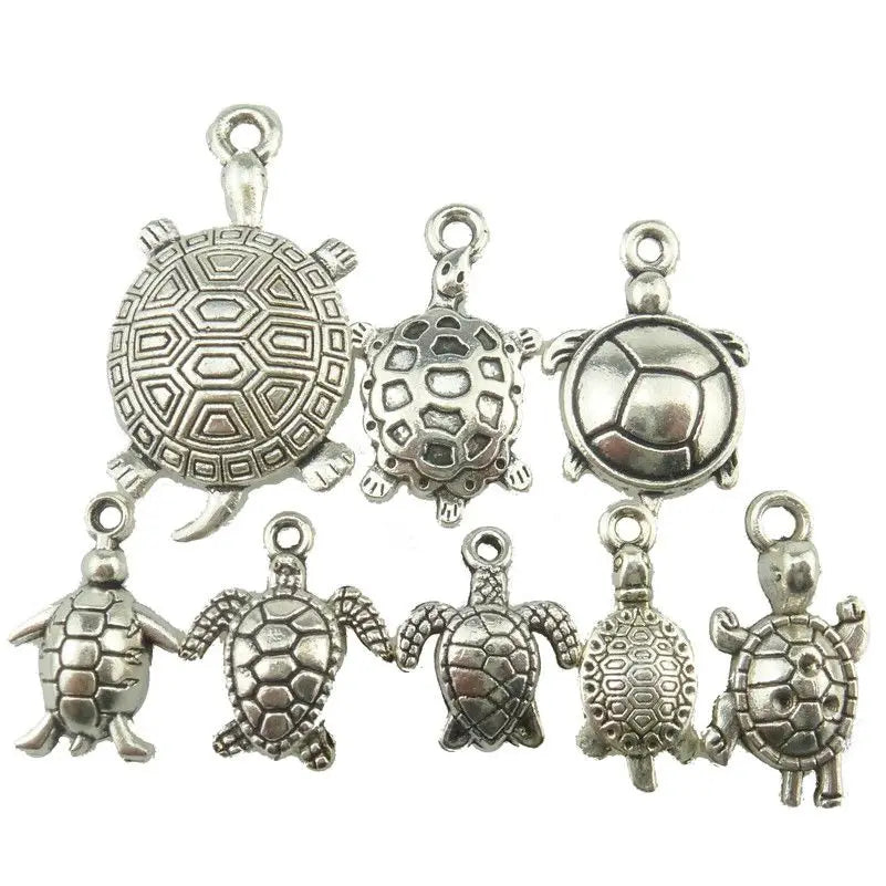 8Pcs Vintage Sea Turtle Charms Pendant for Bracelet Necklaces