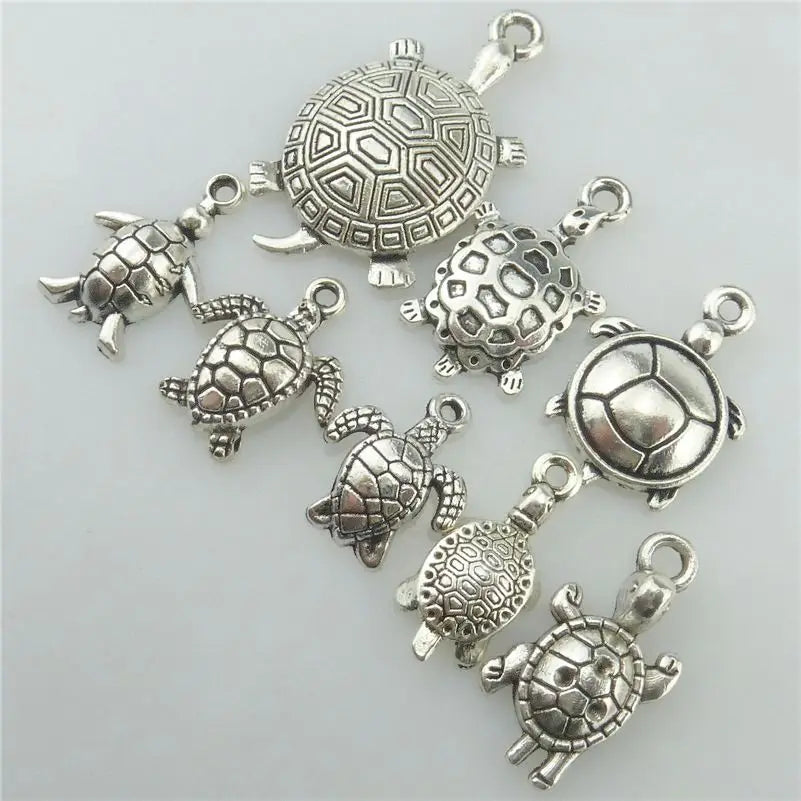 8Pcs Vintage Sea Turtle Charms Pendant for Bracelet Necklaces