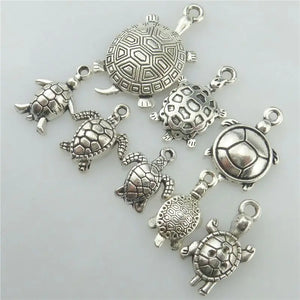 8Pcs Vintage Sea Turtle Charms Pendant for Bracelet Necklaces