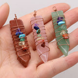 8Pcs 7 Chakra Reiki Pendant Green Aventurine Opal Rose Quartz Jewelry DIY Gift