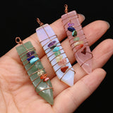 8Pcs 7 Chakra Reiki Pendant Green Aventurine Opal Rose Quartz Jewelry DIY Gift