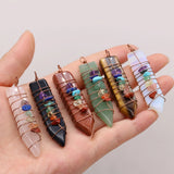 8Pcs 7 Chakra Reiki Pendant Green Aventurine Opal Rose Quartz Jewelry DIY Gift