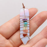 8Pcs 7 Chakra Reiki Pendant Green Aventurine Opal Rose Quartz Jewelry DIY Gift