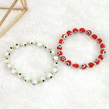 Boho Beach Copper Beads Eyes Bracelet Set