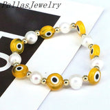 8Pcs Colorful Eyes Freshwater Pearl Beaded Bracelet Set