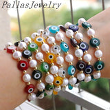 8Pcs Colorful Eyes Freshwater Pearl Beaded Bracelet Set