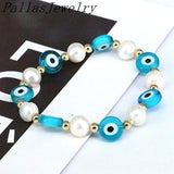 8Pcs Colorful Eyes Freshwater Pearl Beaded Bracelet Set