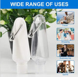 8Pcs 60ml Travel Plastic Flip Cap Keychain Bottles Leakproof