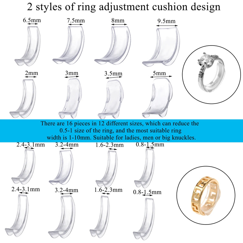 8Pcs Silicone Clear Ring Size Adjuster Resizer for Loose Rings