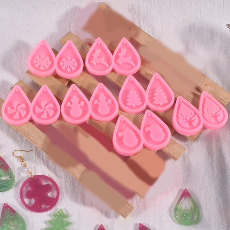 8Pcs Christmas Tear Drop Shape Resin Earring Molds for Jewelry Making
