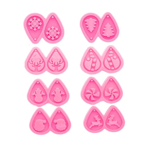 8Pcs Christmas Tear Drop Shape Resin Earring Molds for Jewelry Making