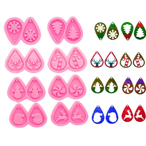 8Pcs Christmas Tear Drop Resin Earring Molds DIY Jewelry Making Silicone Craft