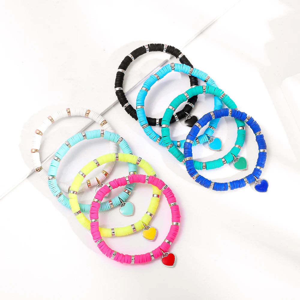 Colorful Polymer Clay Bracelets - Boho Ethnic Multicolor Geometric