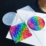 Diamond Coaster Molds for Resin Casting - Square Round Coaster Silicone Mold