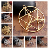 Bohemian Copper Merkaba Meditation Pendants Round Silver Charms DIY