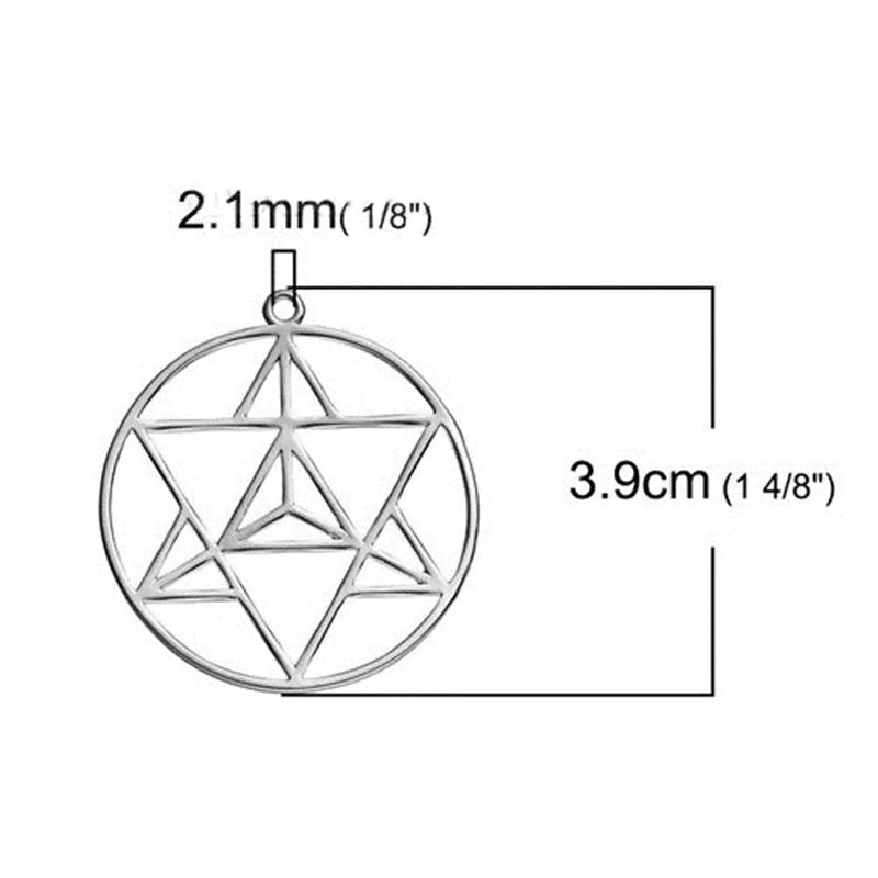 Bohemian Copper Merkaba Meditation Pendants Round Silver Charms DIY