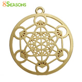 Bohemian Copper Merkaba Meditation Pendants Round Silver Charms DIY
