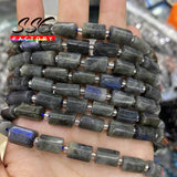 Grey Labradorite Stone Beads Cylinder for Jewelry Making