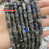 Grey Labradorite Stone Beads Cylinder for Jewelry Making