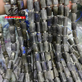 Grey Labradorite Stone Beads Cylinder for Jewelry Making
