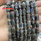 Grey Labradorite Stone Beads Cylinder for Jewelry Making