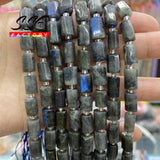 Grey Labradorite Stone Beads Cylinder for Jewelry Making