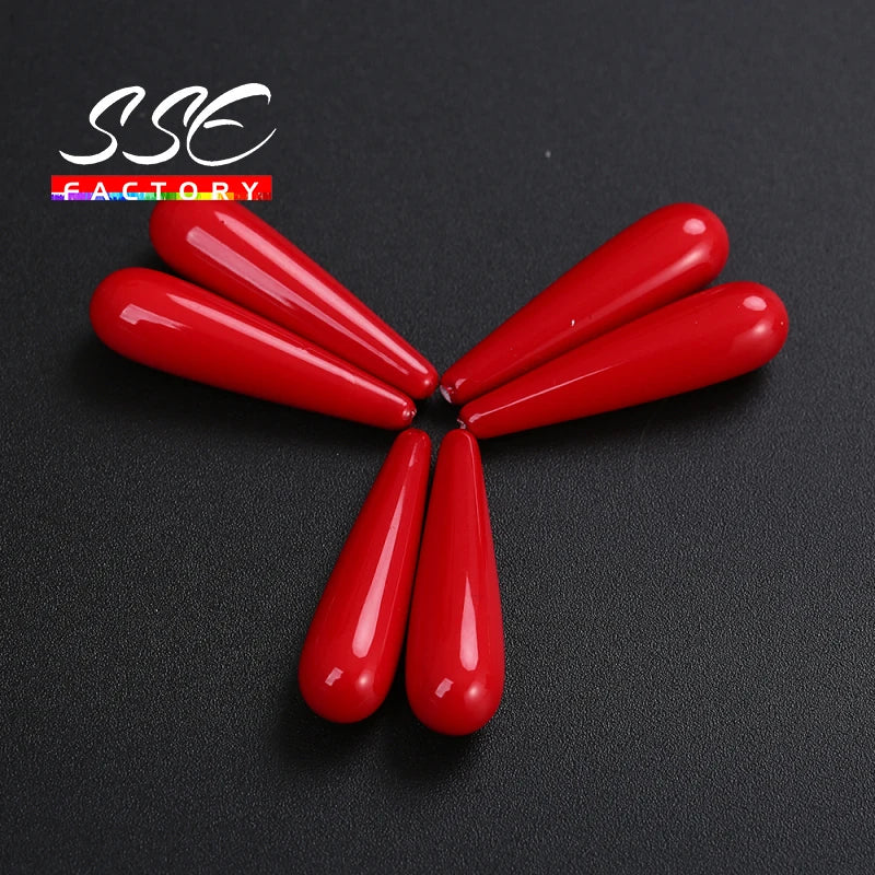 5PCS 8X30mm Half Drilled Red Shell Pearl Beads for DIY Jewelry