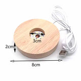 USB Wooden LED Light Display Base Crystal Glass Art Ornament