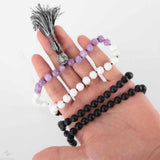 8mm 108 Agate Tridacna Purple Jade Necklace Tassel Lucky Practice Restore Cuff