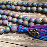 8mm Hematite 108-Bead Necklace Tibetan Prayer Spirituality Chakra Wristband