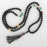 8mm 108 Knot Natural Scrub Agate Buddha Bracelet Relief Cuff Chain Tassel Bless