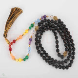 8mm 108 Knot Natural Agate 7 Chakra Necklace - Restore Spirituality