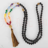 8mm 108 Knot Natural Agate 7 Chakra Necklace - Restore Spirituality