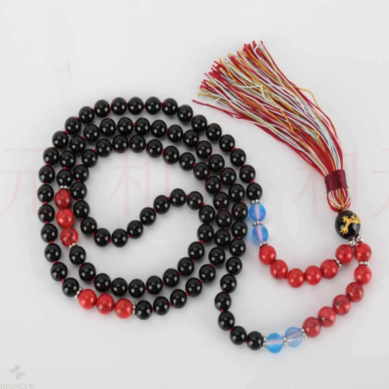 8mm 108 knot Red Turquoise Moonstone Agate Necklace - Spirituality Healing Bless