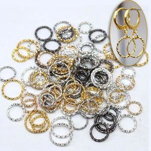 100pcs 8mm-12mm Embossing Open Jump Ring Clasps for Jewelry Making