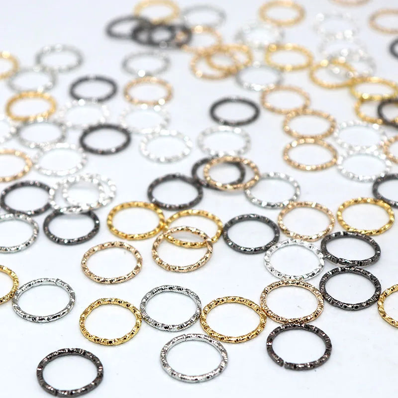 100pcs 8mm-12mm Embossing Open Jump Ring Clasps for Jewelry Making