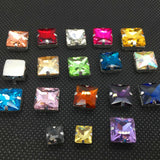 Square Glass Stone 4 Hole Metal Claw Sew on Rhinestone