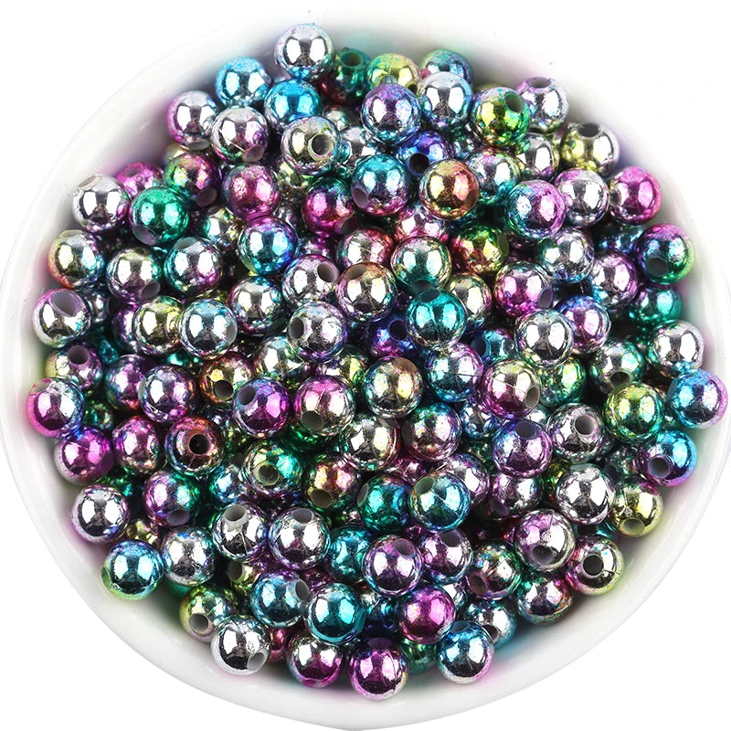 8mm 10mm 12mm Acrylic Beads Mix Round Loose DIY Bracelet Earrings Necklace