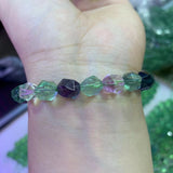 Faceted Natural Fluorite Stone Beads Bracelet - DIY Jewelry Bracelets For Woman