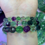 Faceted Natural Fluorite Stone Beads Bracelet - DIY Jewelry Bracelets For Woman