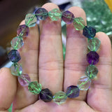 Faceted Natural Fluorite Stone Beads Bracelet - DIY Jewelry Bracelets For Woman