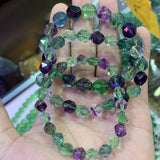 Faceted Natural Fluorite Stone Beads Bracelet - DIY Jewelry Bracelets